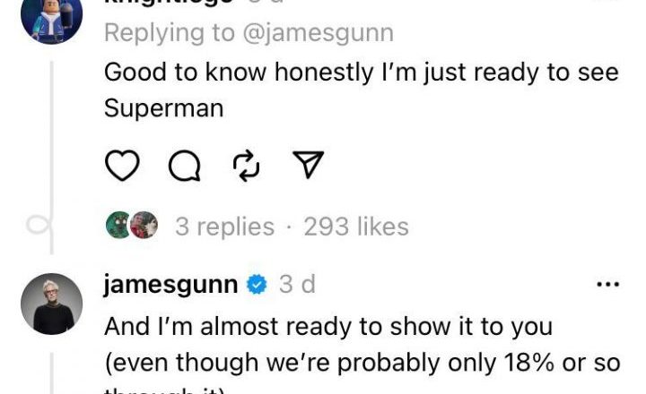 《超人：钢铁之躯》拍摄进度更新，詹姆斯·古恩透露首个镜头即将亮相缩略图